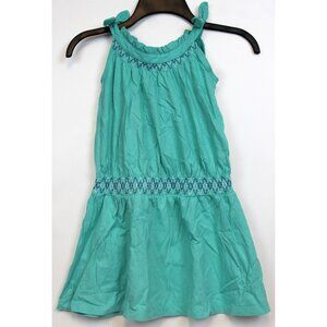 2014 Gymboree Sparkle Safari Teal Dress Embroidered Bow Shirring Tank Summer